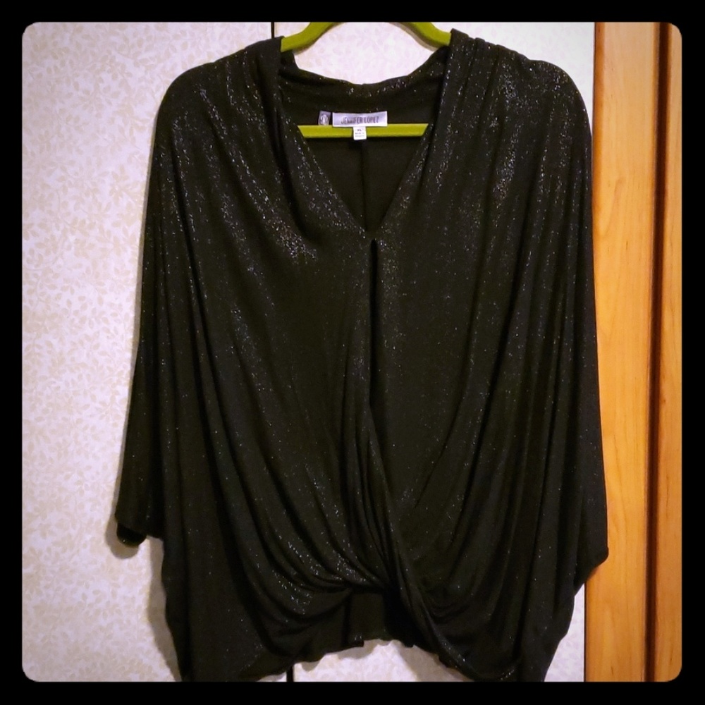 Shimmering Jennifer Lopez v neck tunic
